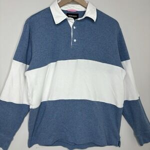 Bonobos Rugby‎ Shirt Waffle Knit Men's Large Grandpa Blue White 90s Preppy